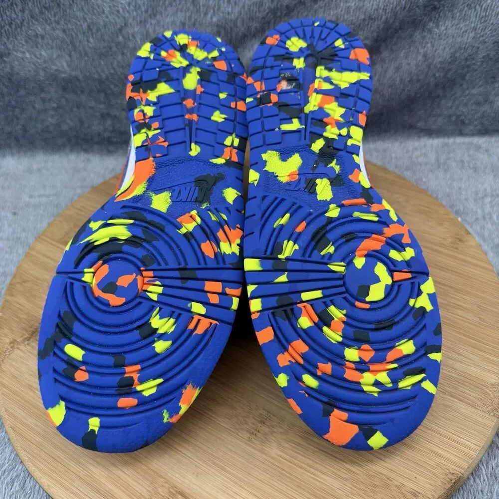Nike Dunk Low Shoes Boys Size 5.5Y Blue Orange Speckle Sneakers HJ9233-025